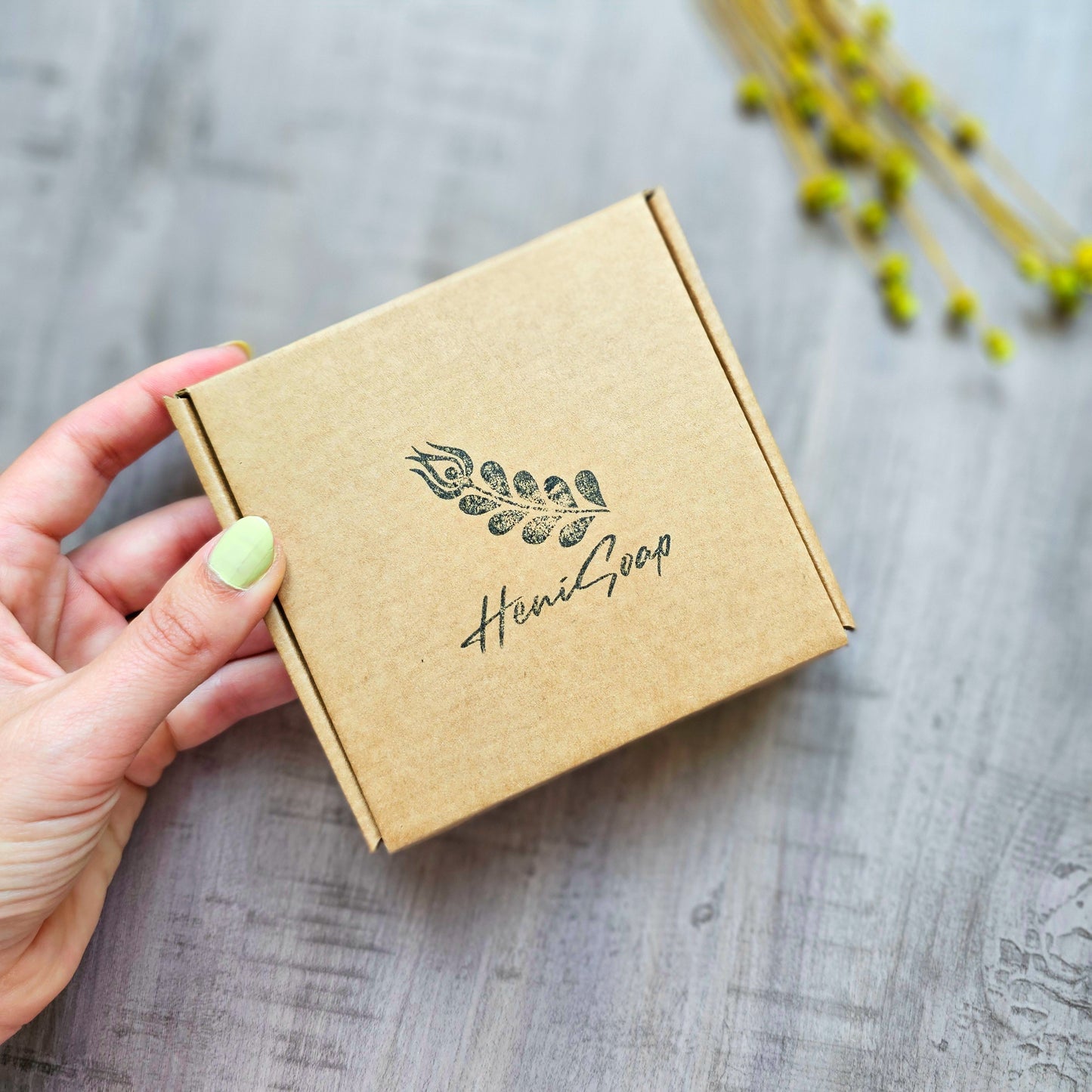 plain box with bath bombs