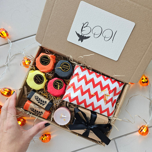 Halloween-themed autumn care package