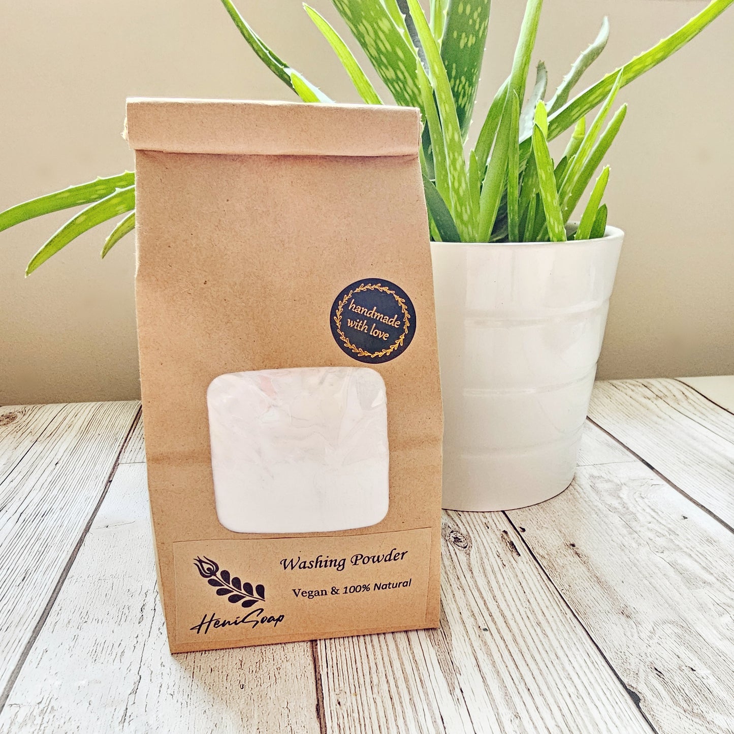 eco washing powder in paper bag