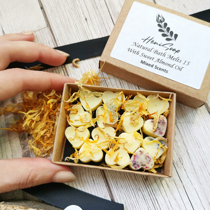 cute bath melt gift box with ribbon