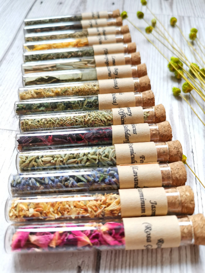 dried herb glass tubes